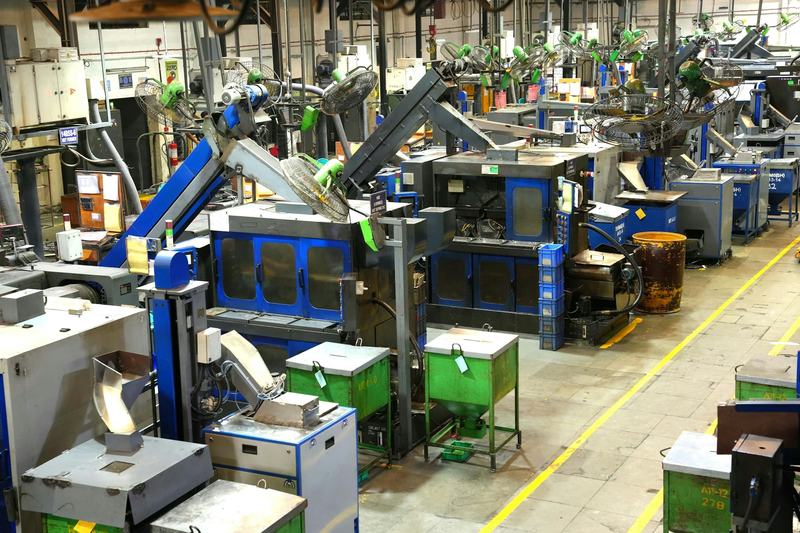 A factory floor lined with production machinery