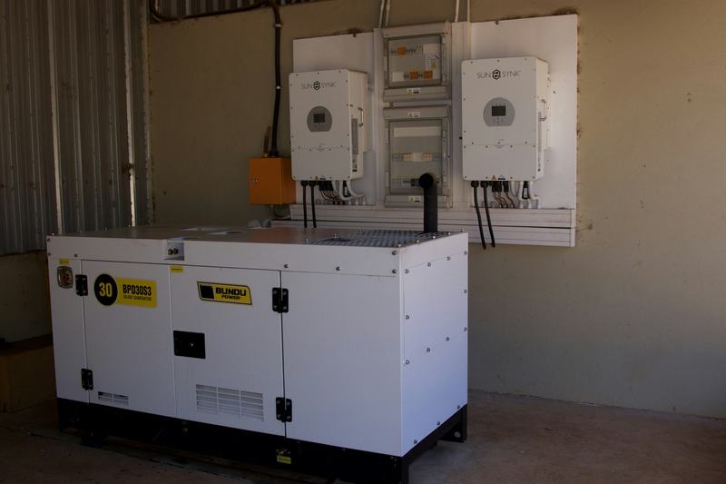 An enclosed generator set in a plant room